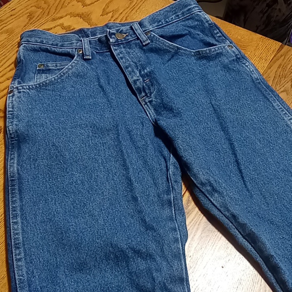 WRANGLER MENS Jeans 30 x 30 Regular Fit BLUE Denim Used Pants Straight Legs ? - Picture 3 of 9